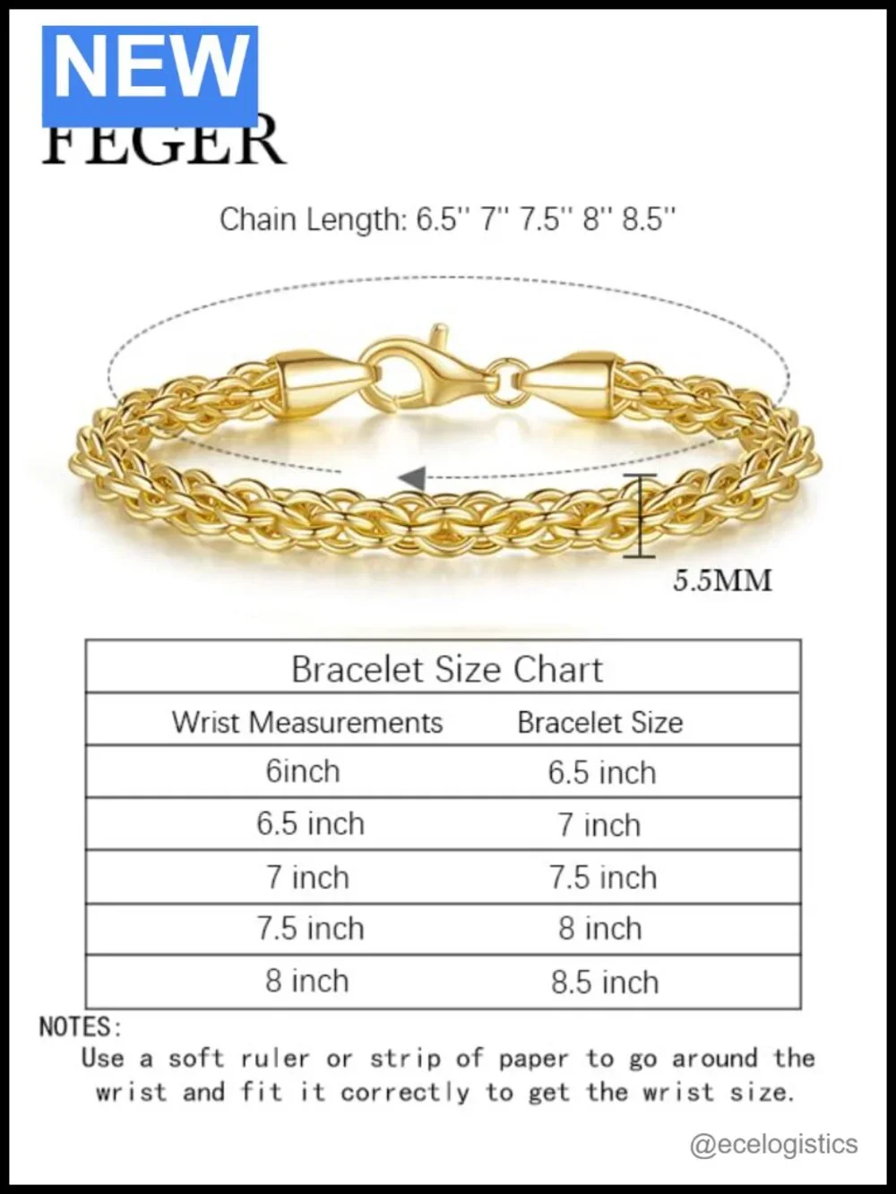 14K Gold Plated Rope Chain Bracelet for Women Men Non-Tarnish Lobster Clasp